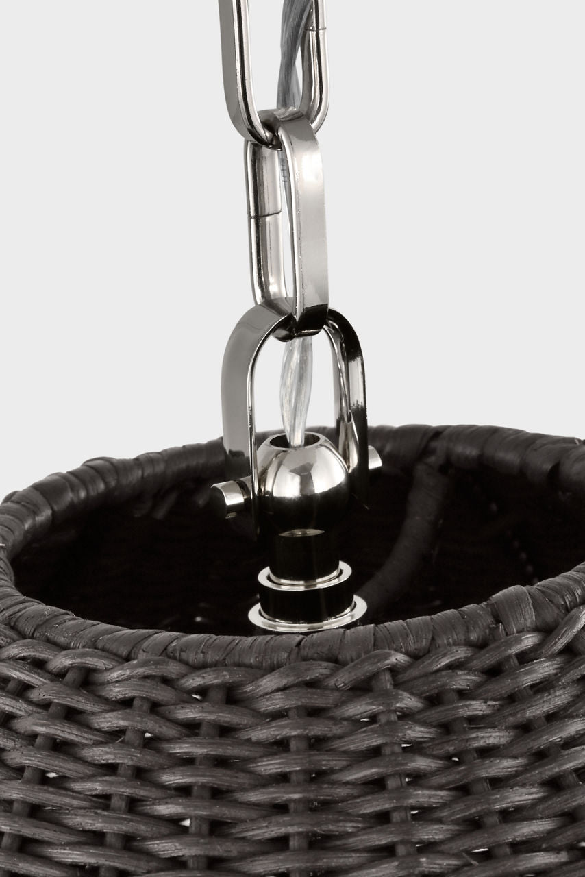 Kokomo 20" Elongated Pendant | Polished Nickel | Charcoal Wicker Shade