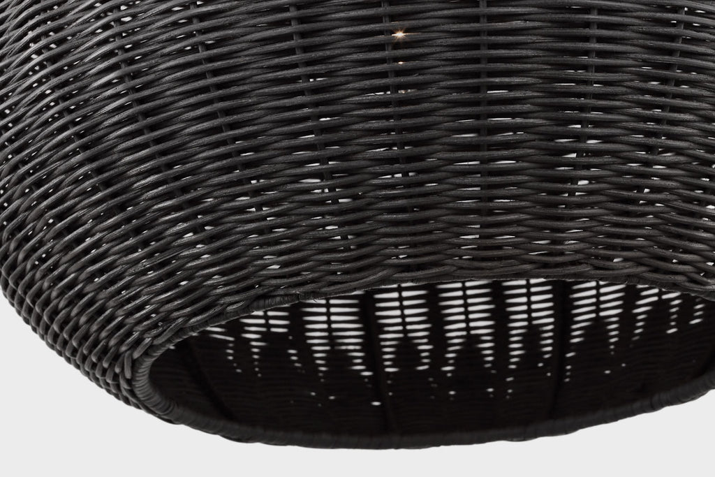 Kokomo 20" Elongated Pendant | Polished Nickel | Charcoal Wicker Shade