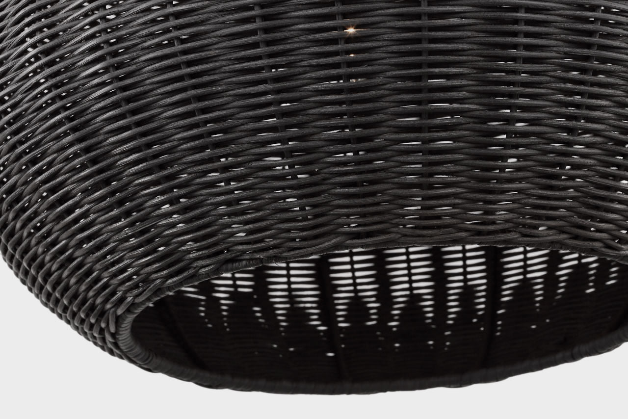 Kokomo 20" Elongated Pendant | Polished Nickel | Charcoal Wicker Shade
