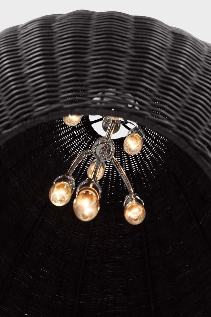 Kokomo 20" Elongated Pendant | Polished Nickel | Charcoal Wicker Shade