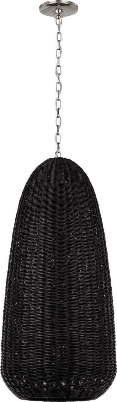 Kokomo 20" Elongated Pendant | Polished Nickel | Charcoal Wicker Shade