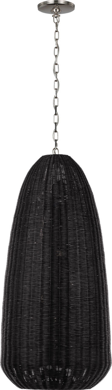 Kokomo 20" Elongated Pendant | Polished Nickel | Charcoal Wicker Shade