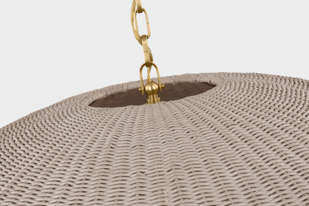 Kokomo 32" Wide Pendant | Antique-Burnished Brass | Ash Wicker Shade