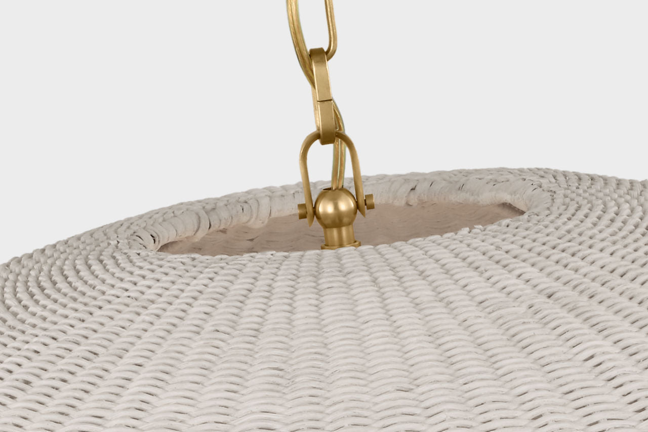 Kokomo 32" Wide Pendant | Antique-Burnished Brass | Chalk Wicker Shade