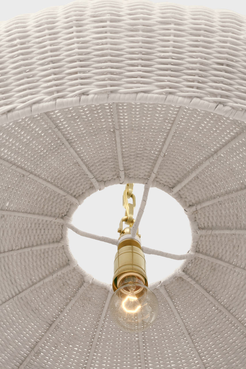Kokomo 32" Wide Pendant | Antique-Burnished Brass | Chalk Wicker Shade