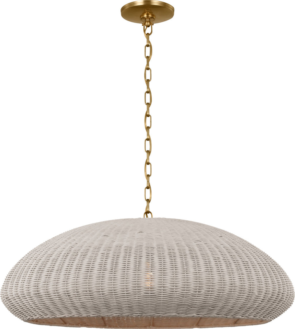 Kokomo 32" Wide Pendant | Antique-Burnished Brass | Chalk Wicker Shade