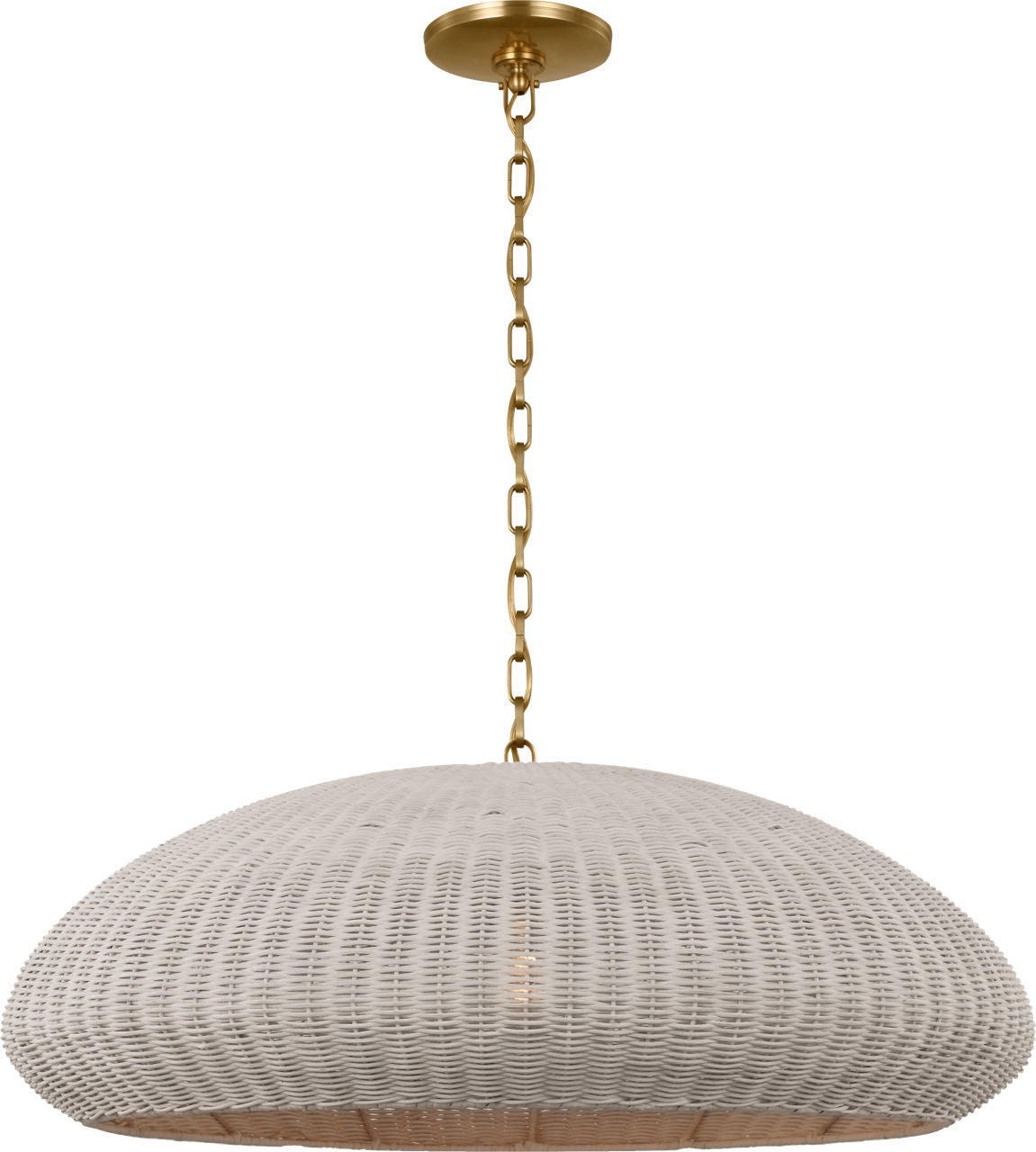 Kokomo 32" Wide Pendant | Antique-Burnished Brass | Chalk Wicker Shade