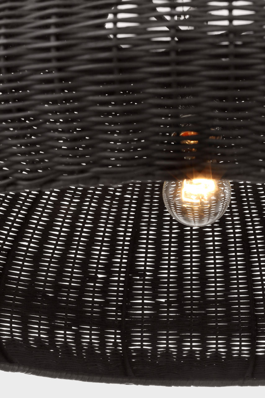 Kokomo 32" Wide Pendant | Polished Nickel | Charcoal Wicker Shade