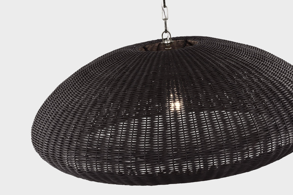 Kokomo 32" Wide Pendant | Polished Nickel | Charcoal Wicker Shade