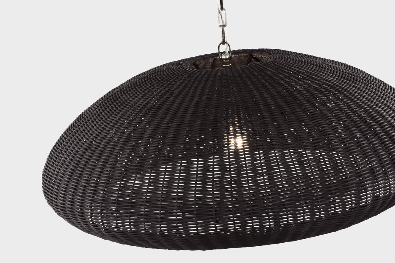 Kokomo 32" Wide Pendant | Polished Nickel | Charcoal Wicker Shade
