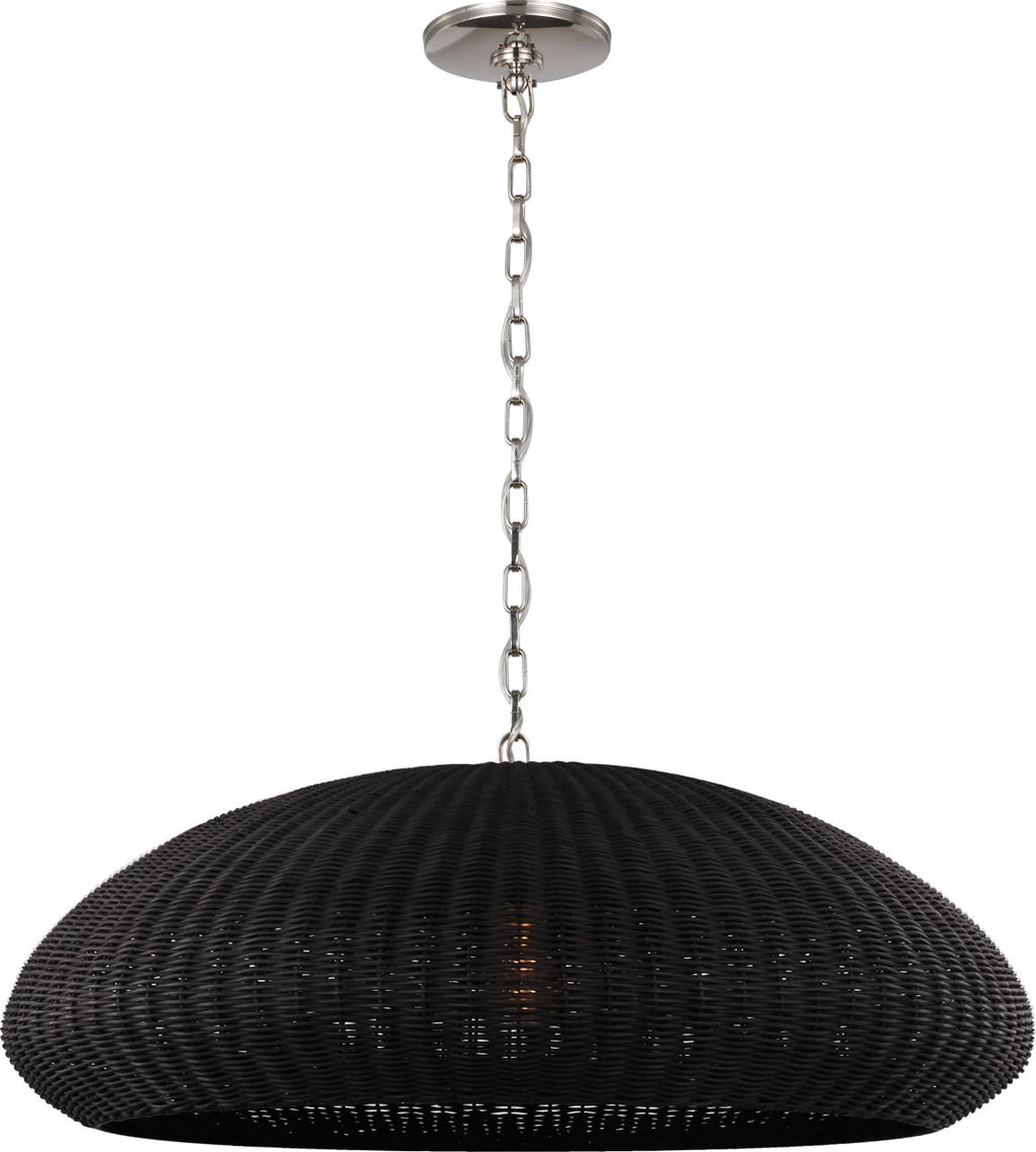 Kokomo 32" Wide Pendant | Polished Nickel | Charcoal Wicker Shade