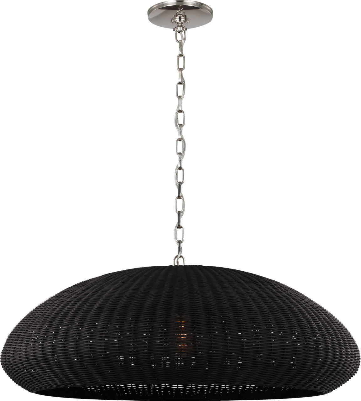 Kokomo 32" Wide Pendant | Polished Nickel | Charcoal Wicker Shade