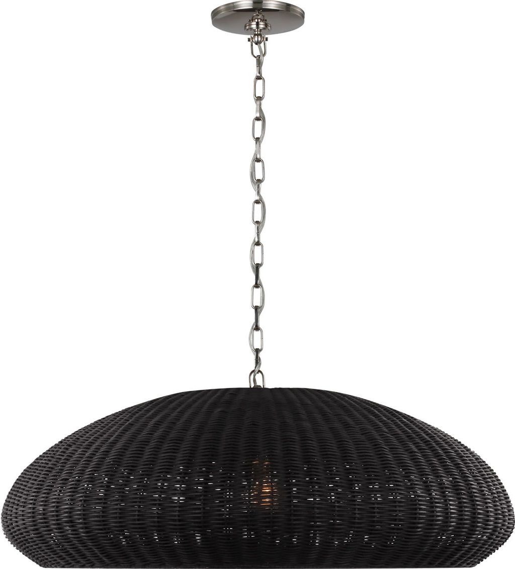 Kokomo 32" Wide Pendant | Polished Nickel | Charcoal Wicker Shade