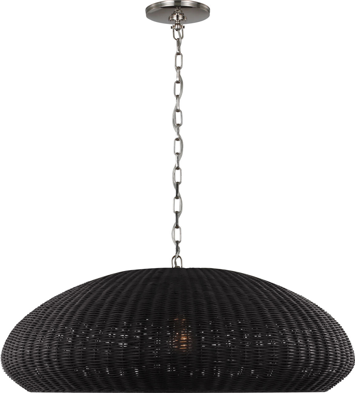 Kokomo 32" Wide Pendant | Polished Nickel | Charcoal Wicker Shade
