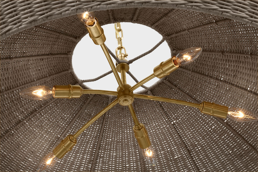 Kokomo 44" Wide Pendant | Antique-Burnished Brass | Ash Wicker Shade