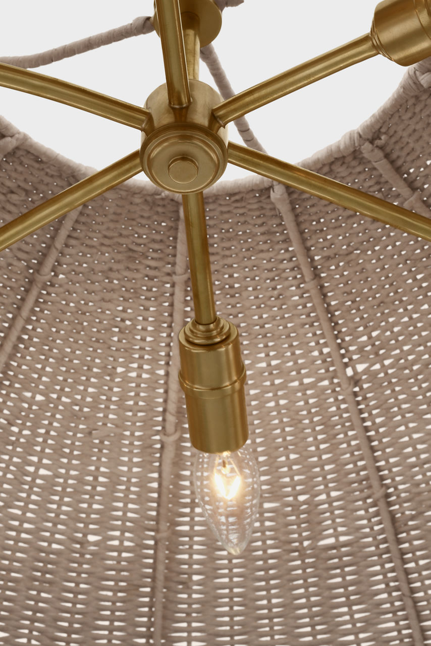 Kokomo 44" Wide Pendant | Antique-Burnished Brass | Ash Wicker Shade