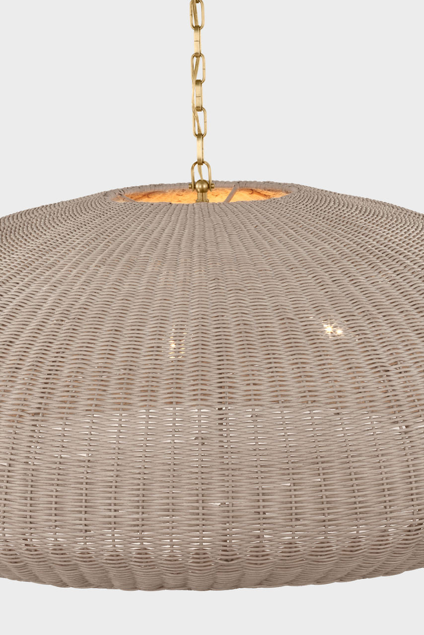 Kokomo 44" Wide Pendant | Antique-Burnished Brass | Ash Wicker Shade