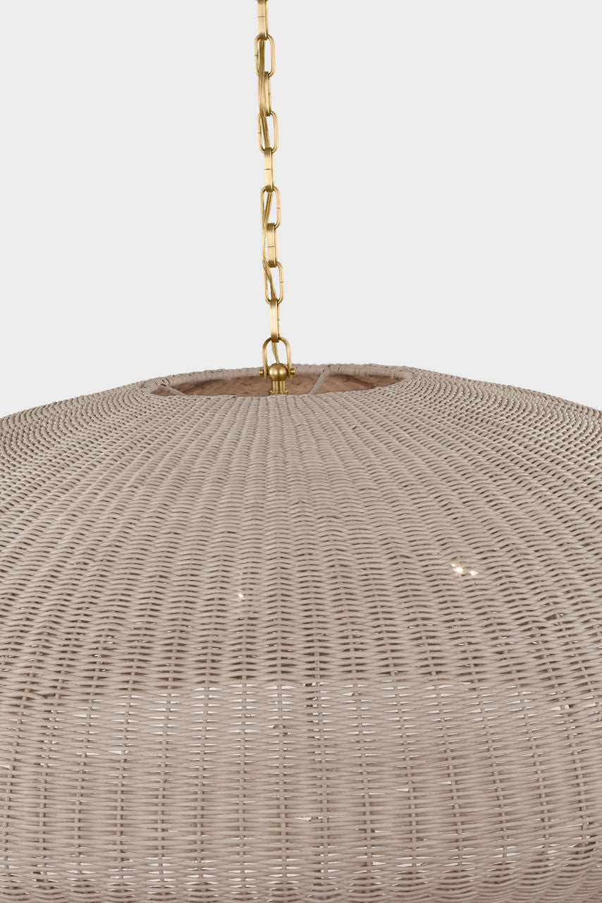 Kokomo 44" Wide Pendant | Antique-Burnished Brass | Ash Wicker Shade