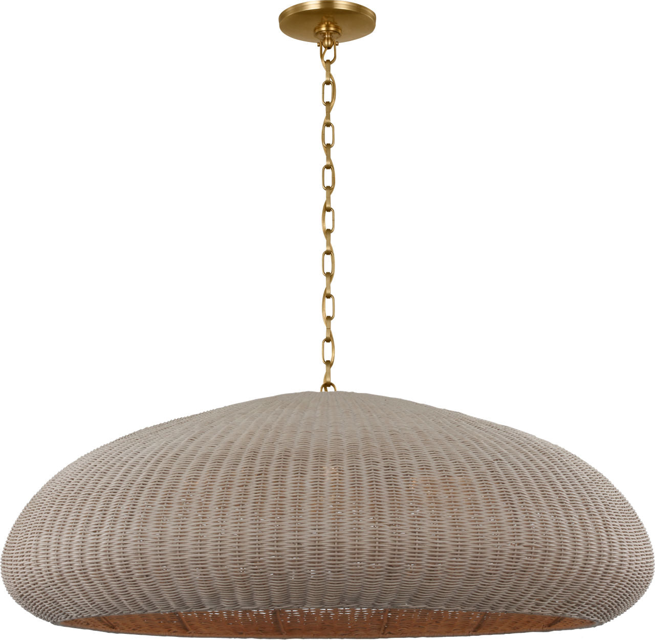 Kokomo 44" Wide Pendant | Antique-Burnished Brass | Ash Wicker Shade