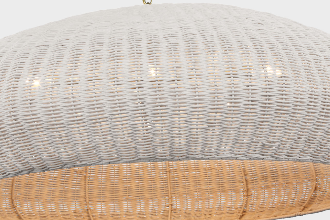 Kokomo 44" Wide Pendant | Antique-Burnished Brass | Chalk Wicker Shade
