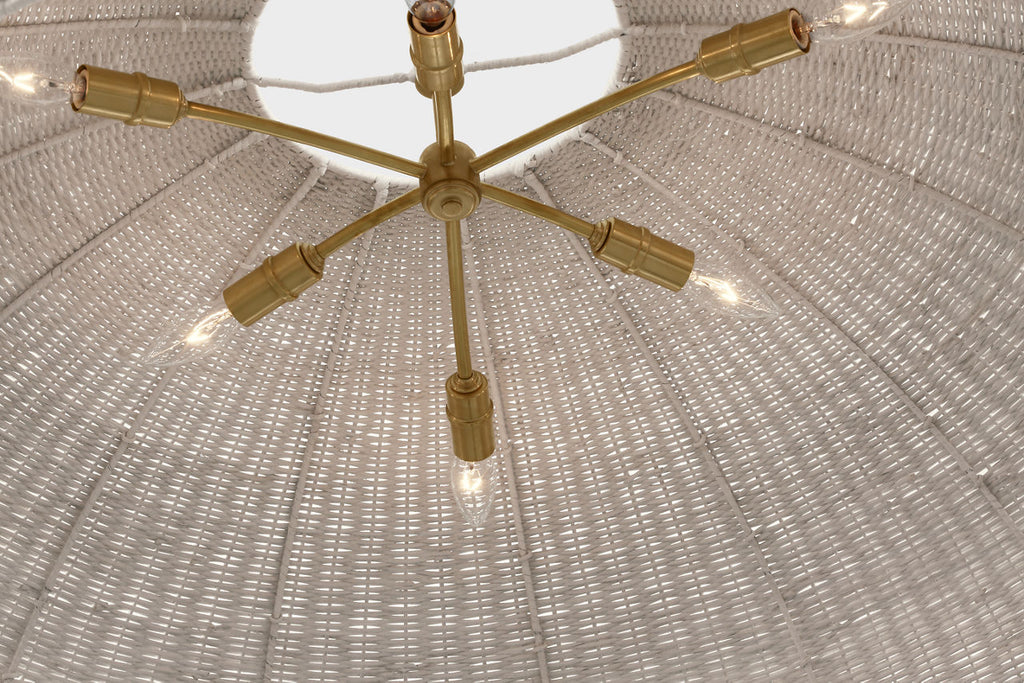 Kokomo 44" Wide Pendant | Antique-Burnished Brass | Chalk Wicker Shade