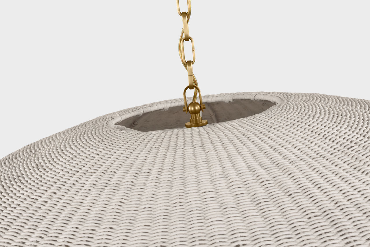 Kokomo 44" Wide Pendant | Antique-Burnished Brass | Chalk Wicker Shade