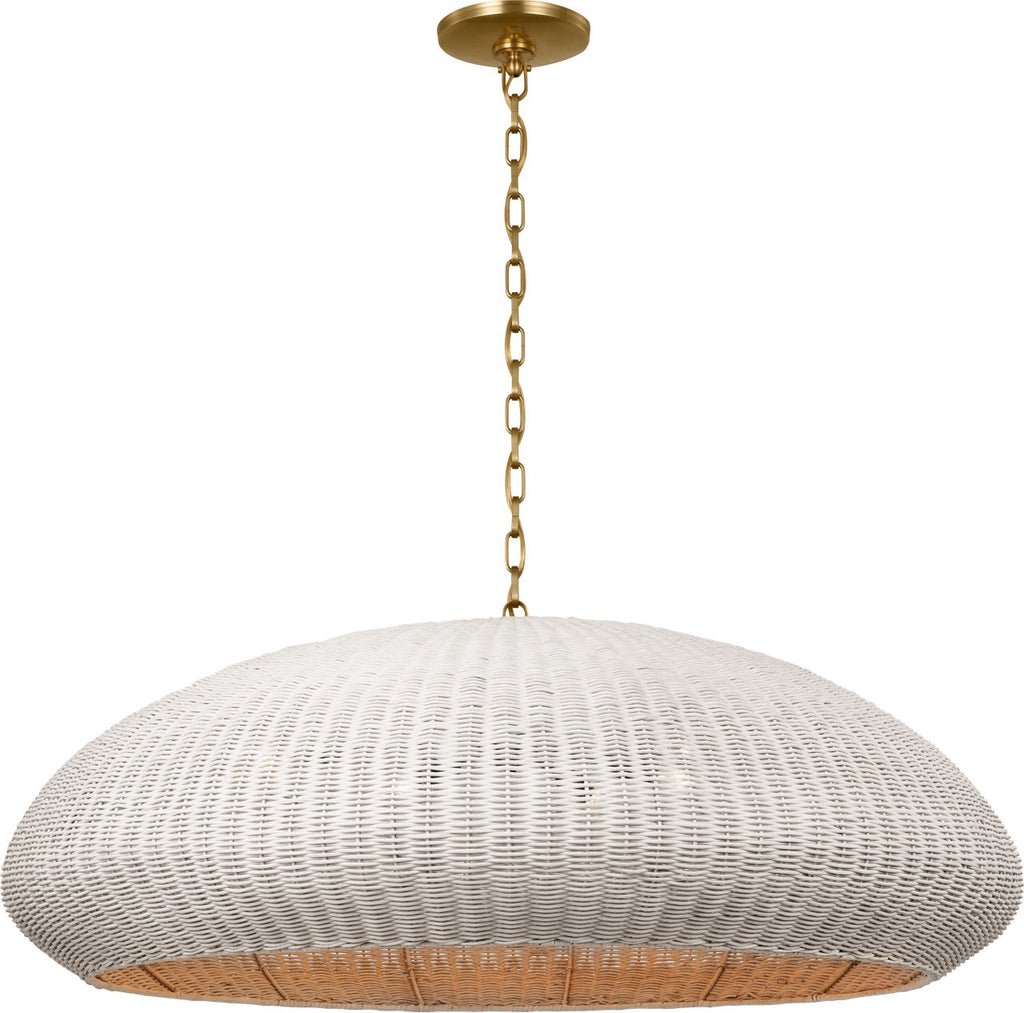 Kokomo 44" Wide Pendant | Antique-Burnished Brass | Chalk Wicker Shade