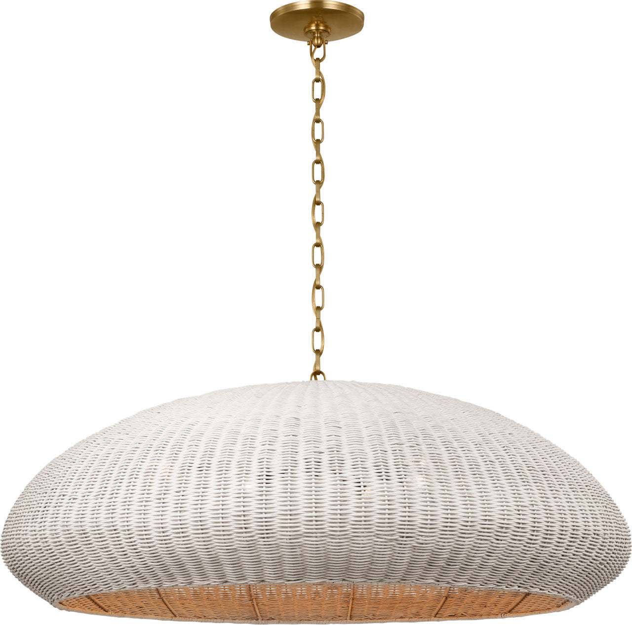 Kokomo 44" Wide Pendant | Antique-Burnished Brass | Chalk Wicker Shade