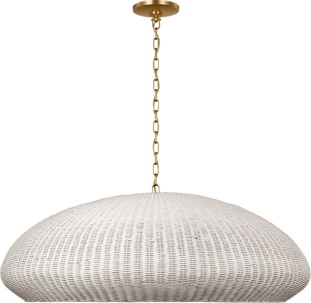 Kokomo 44" Wide Pendant | Antique-Burnished Brass | Chalk Wicker Shade