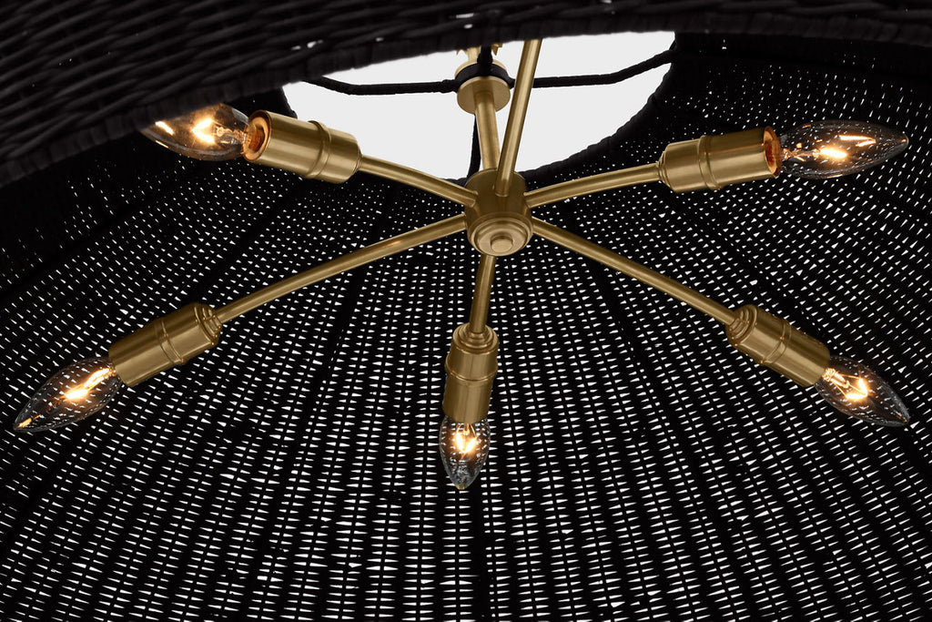 Kokomo 44" Wide Pendant | Antique-Burnished Brass | Charcoal Wicker Shade