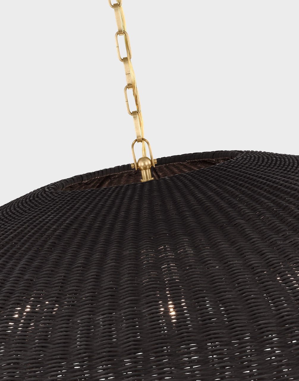 Kokomo 44" Wide Pendant | Antique-Burnished Brass | Charcoal Wicker Shade