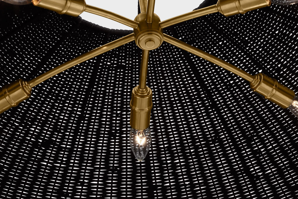 Kokomo 44" Wide Pendant | Antique-Burnished Brass | Charcoal Wicker Shade