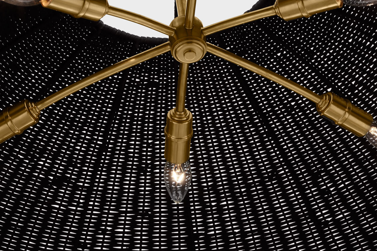 Kokomo 44" Wide Pendant | Antique-Burnished Brass | Charcoal Wicker Shade