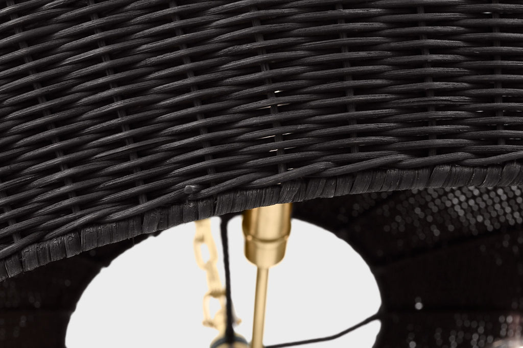 Kokomo 44" Wide Pendant | Antique-Burnished Brass | Charcoal Wicker Shade