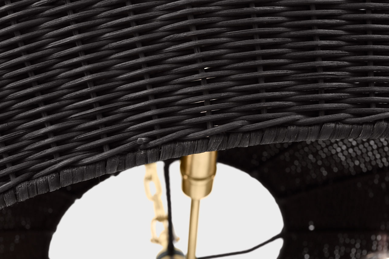 Kokomo 44" Wide Pendant | Antique-Burnished Brass | Charcoal Wicker Shade