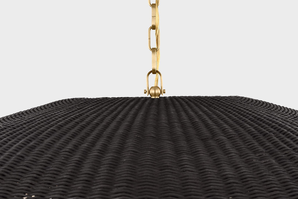 Kokomo 44" Wide Pendant | Antique-Burnished Brass | Charcoal Wicker Shade