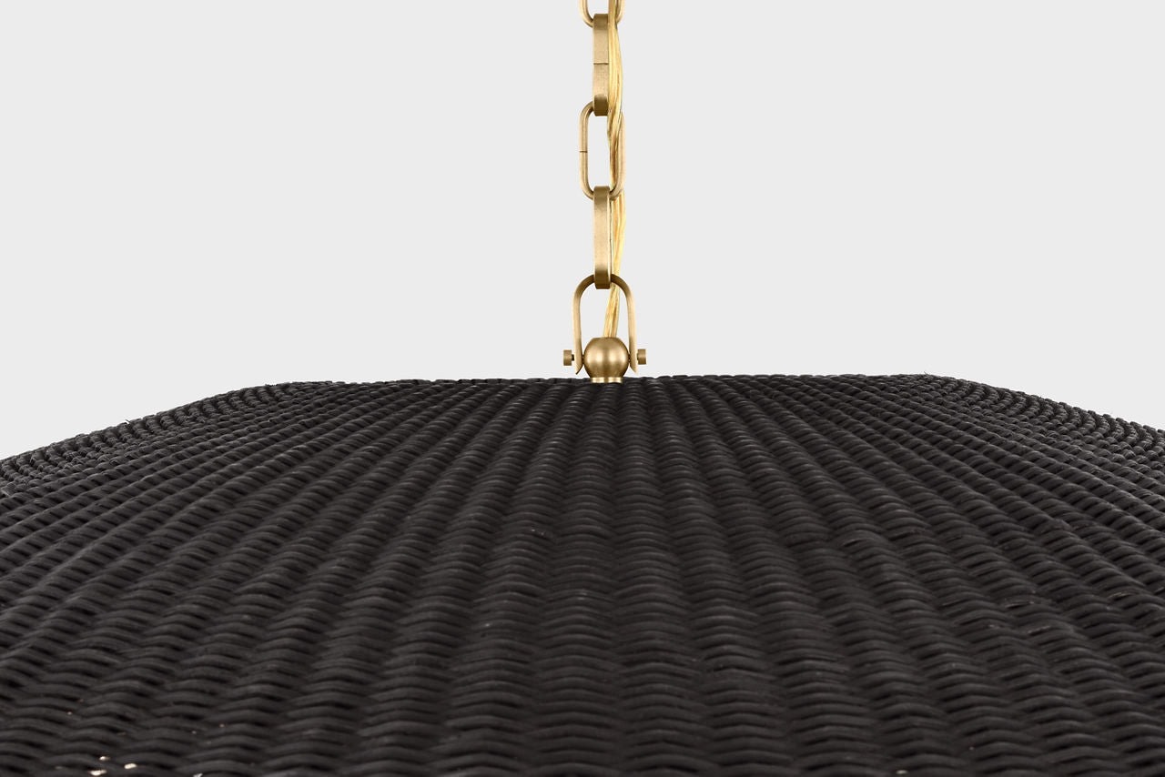 Kokomo 44" Wide Pendant | Antique-Burnished Brass | Charcoal Wicker Shade
