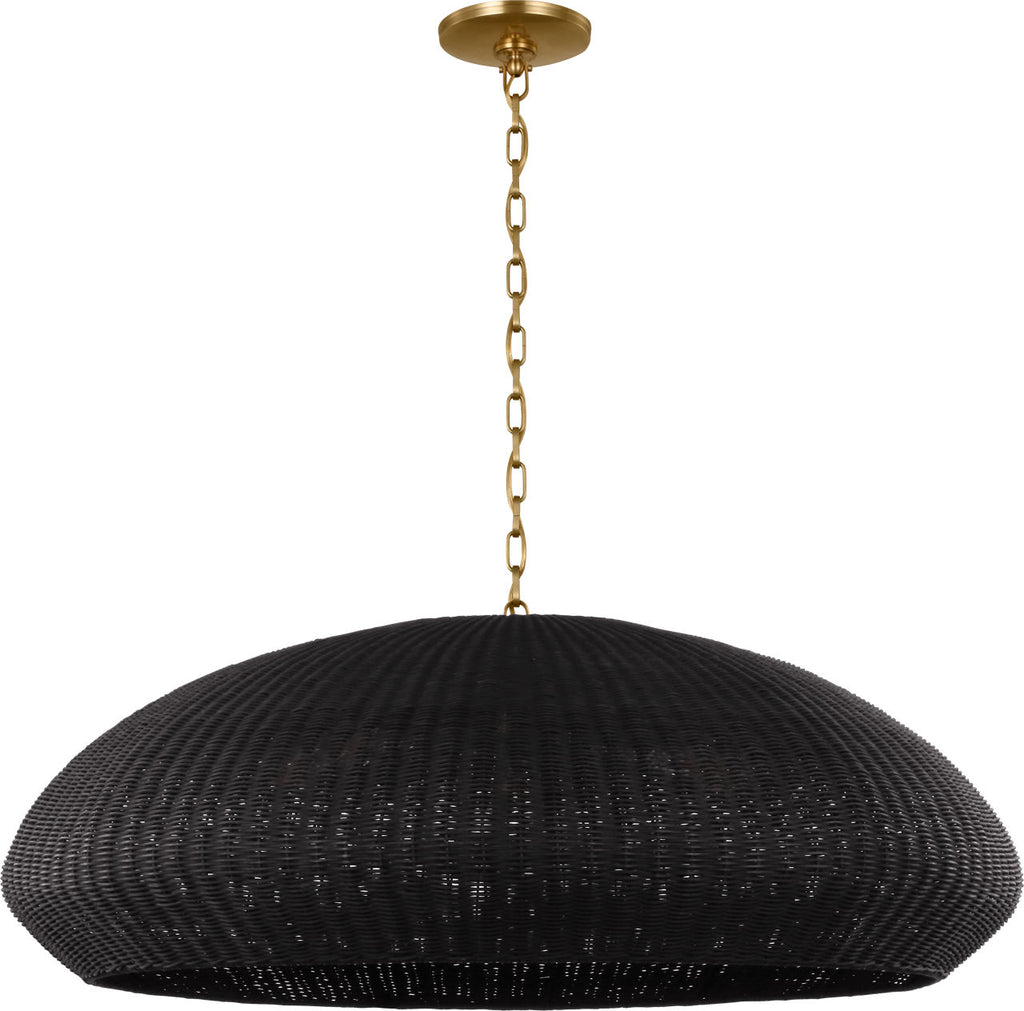 Kokomo 44" Wide Pendant | Antique-Burnished Brass | Charcoal Wicker Shade