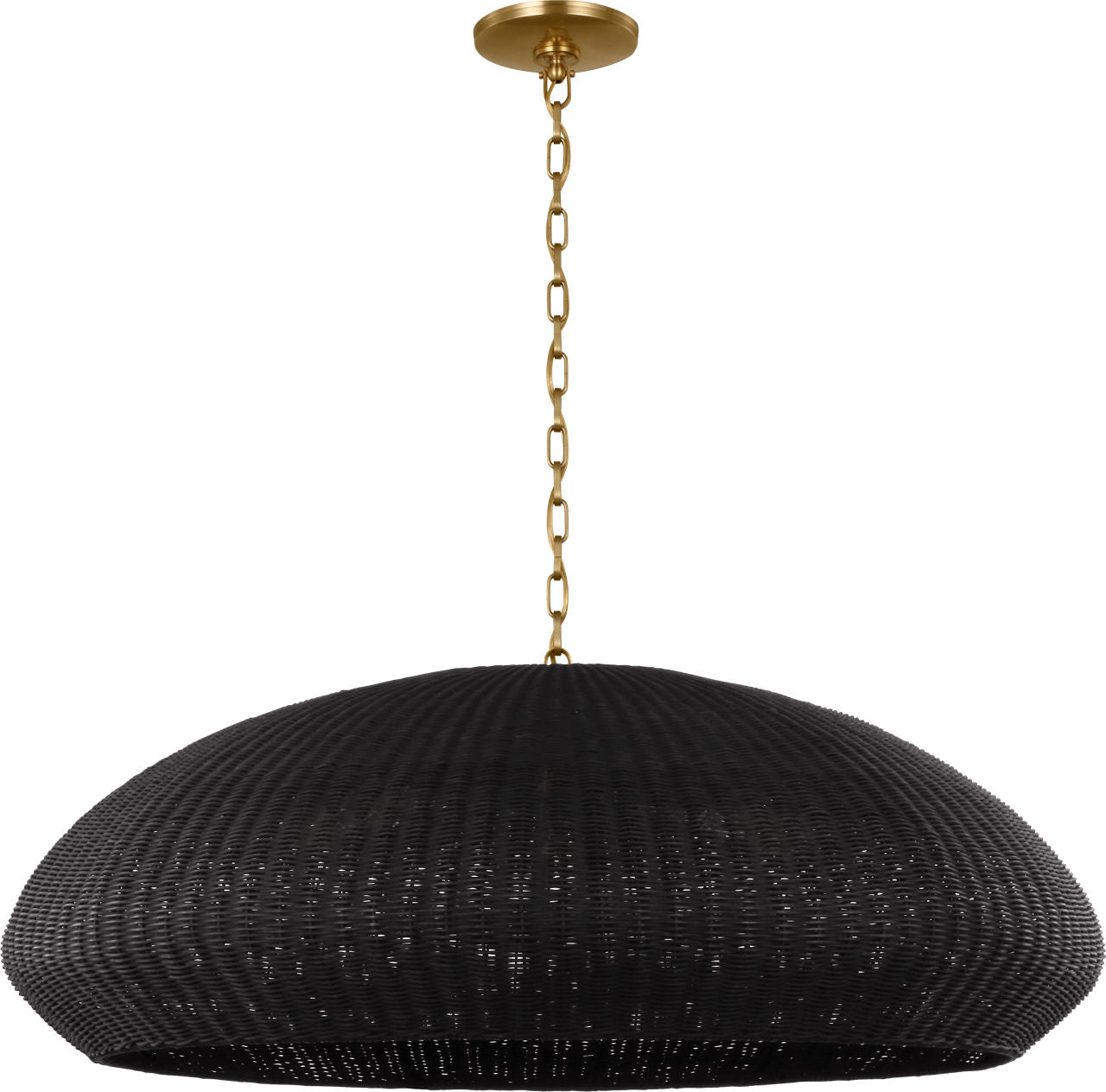 Kokomo 44" Wide Pendant | Antique-Burnished Brass | Charcoal Wicker Shade