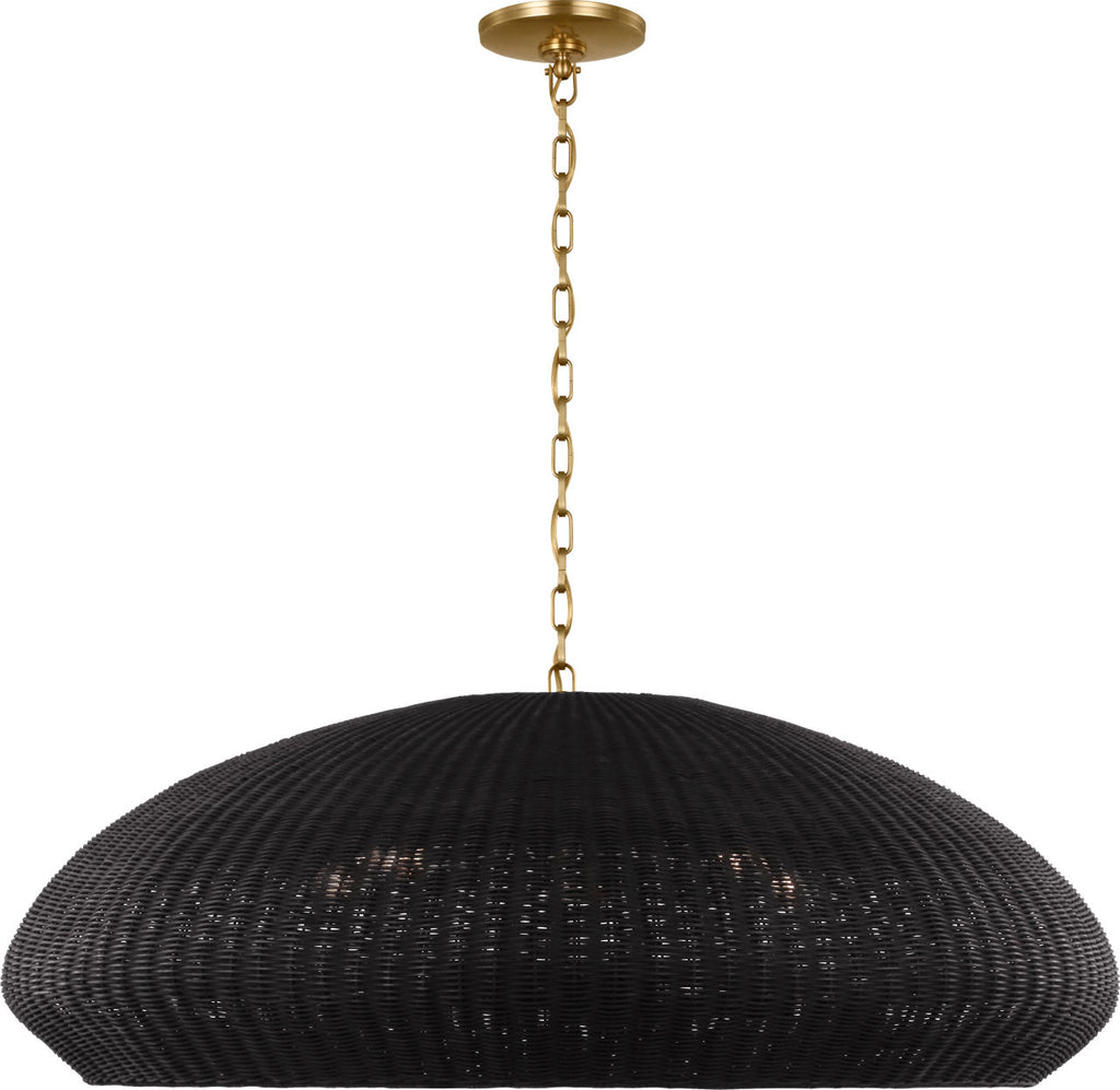Kokomo 44" Wide Pendant | Antique-Burnished Brass | Charcoal Wicker Shade