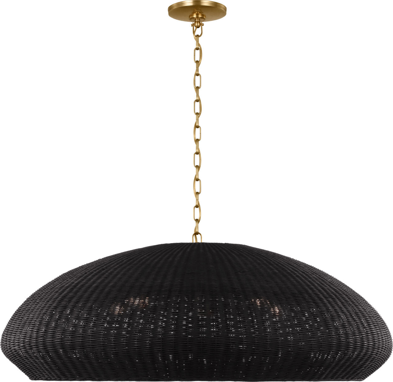 Kokomo 44" Wide Pendant | Antique-Burnished Brass | Charcoal Wicker Shade