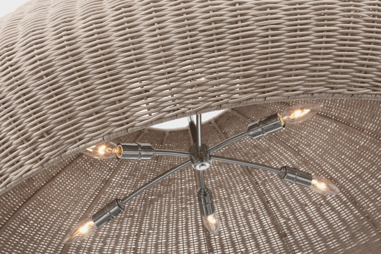 Kokomo 44" Wide Pendant | Polished Nickel | Ash Wicker Shade