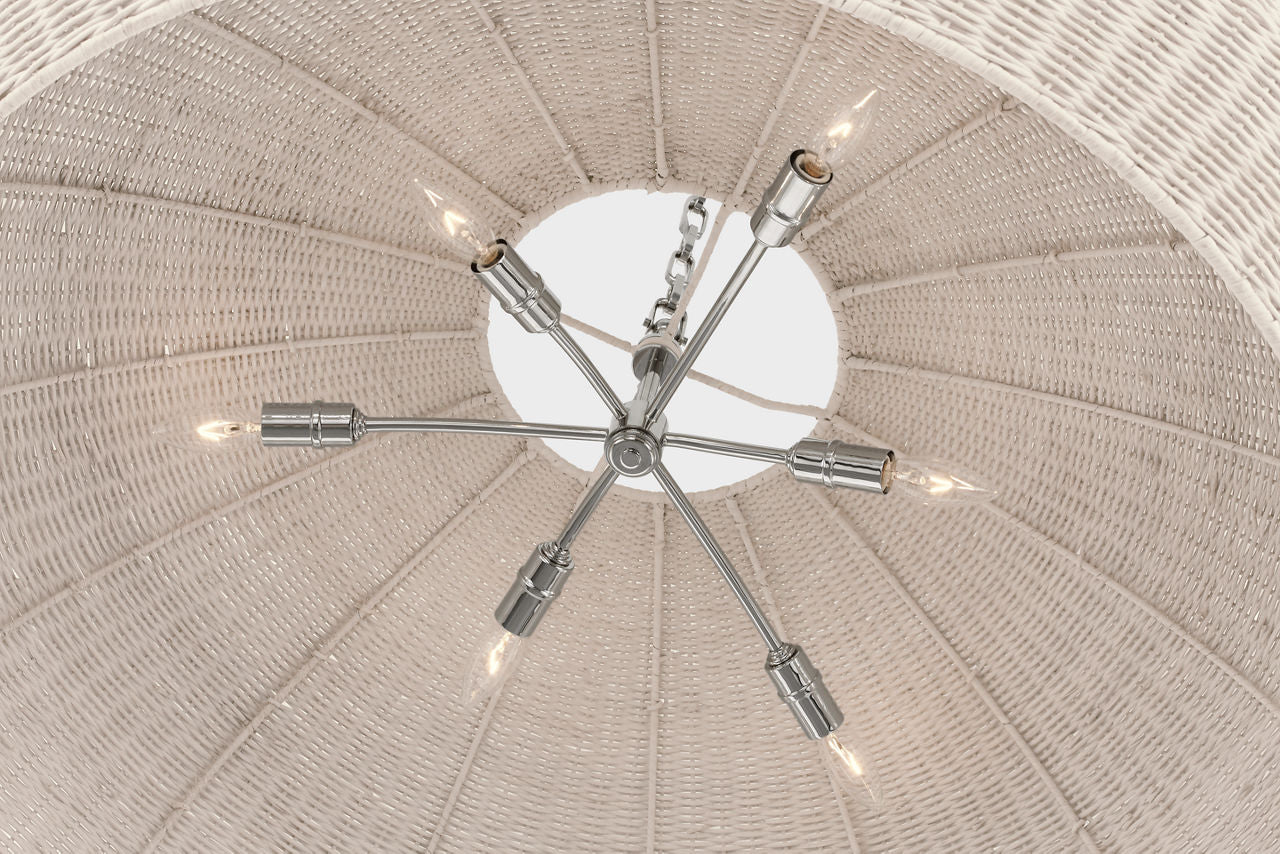 Kokomo 44" Wide Pendant | Polished Nickel | Chalk Wicker Shade