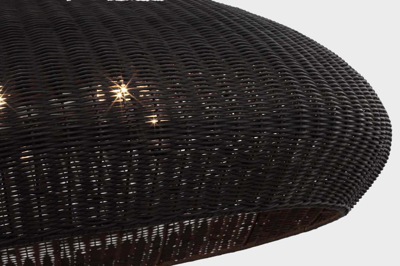 Kokomo 44" Wide Pendant | Polished Nickel | Charcoal Wicker Shade