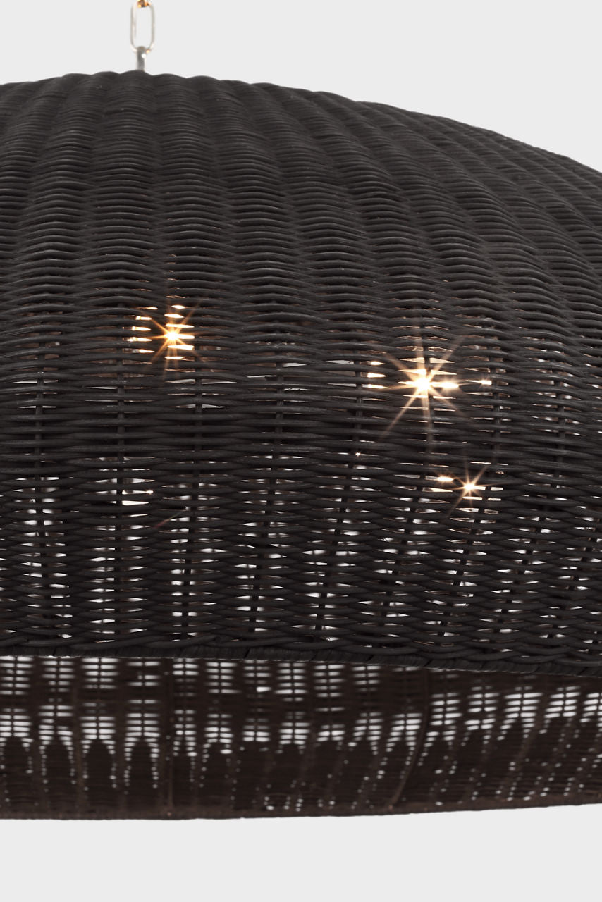 Kokomo 44" Wide Pendant | Polished Nickel | Charcoal Wicker Shade