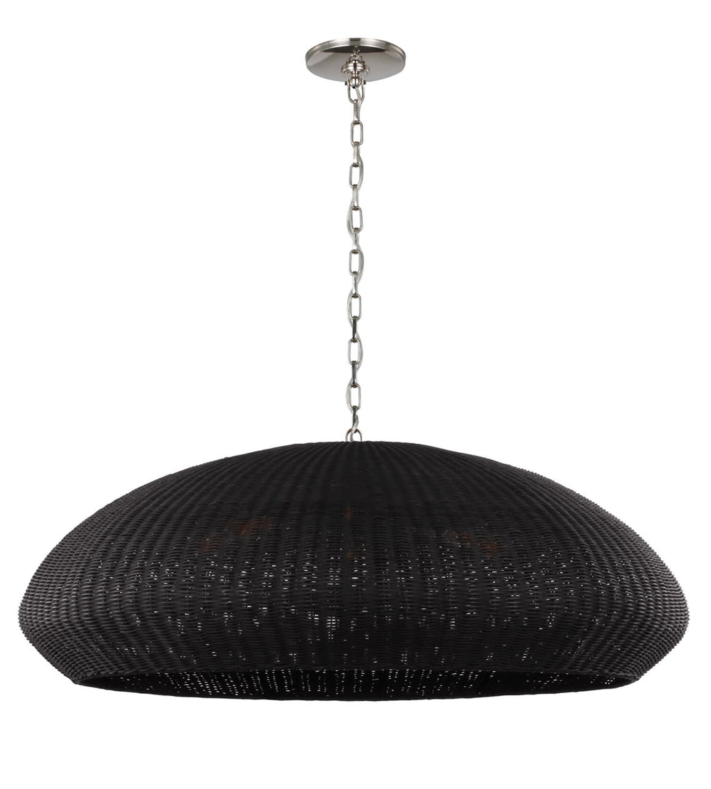 Kokomo 44" Wide Pendant | Polished Nickel | Charcoal Wicker Shade