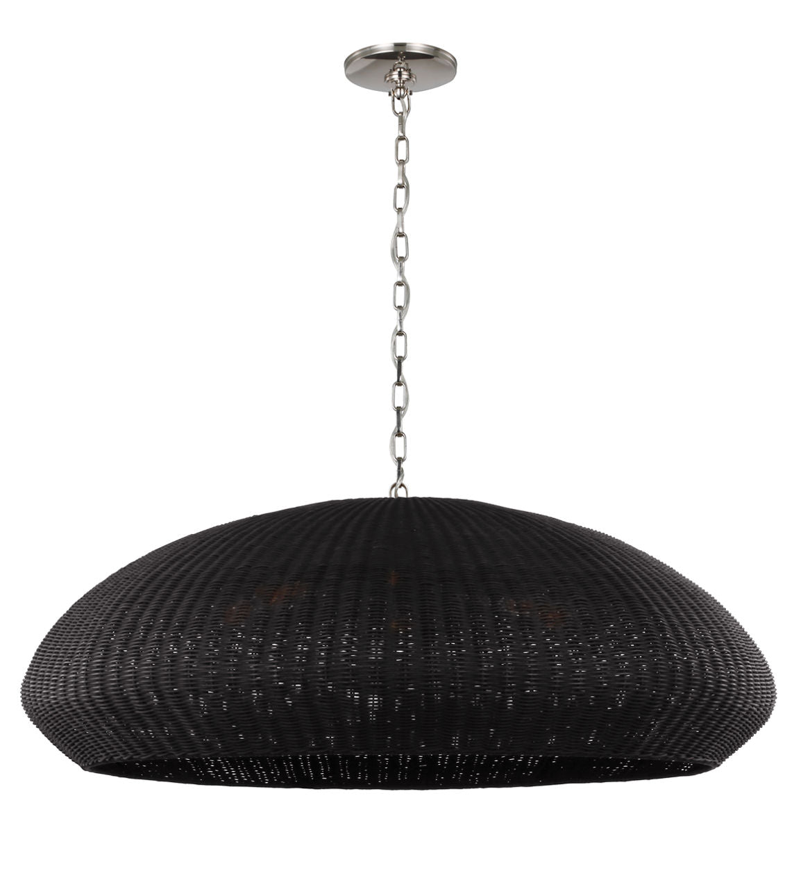 Kokomo 44" Wide Pendant | Polished Nickel | Charcoal Wicker Shade