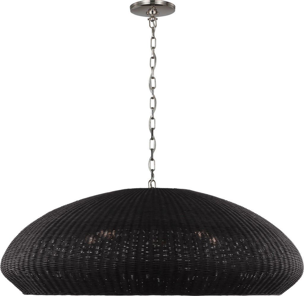 Kokomo 44" Wide Pendant | Polished Nickel | Charcoal Wicker Shade