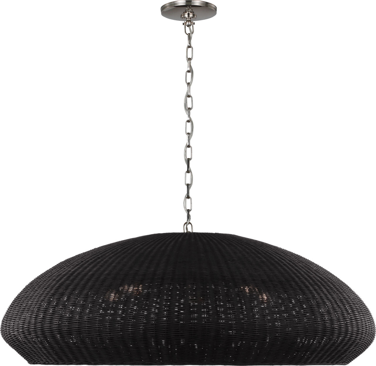 Kokomo 44" Wide Pendant | Polished Nickel | Charcoal Wicker Shade