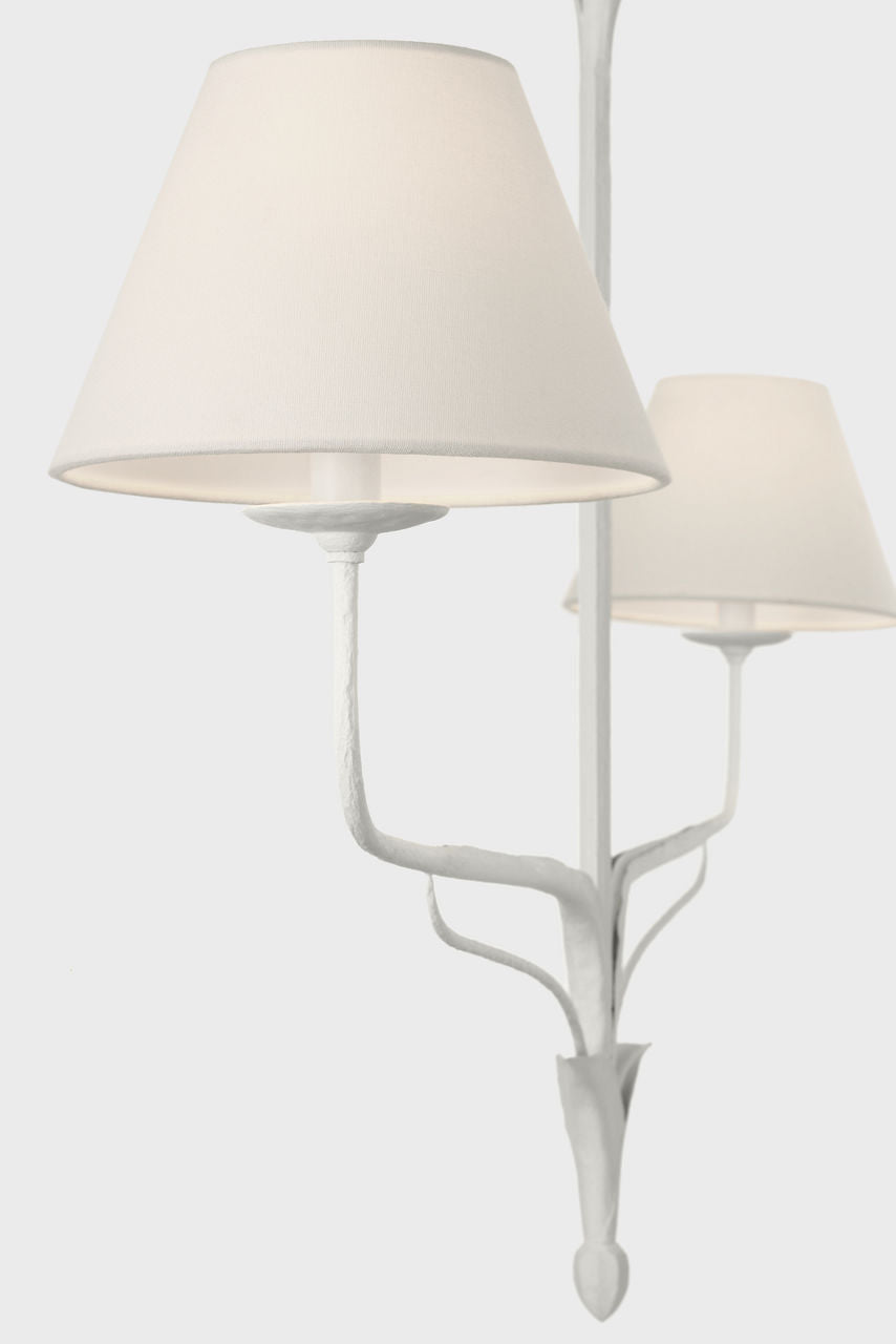 Amalfi 57" Linear Chandelier | Plaster White | Linen Shades